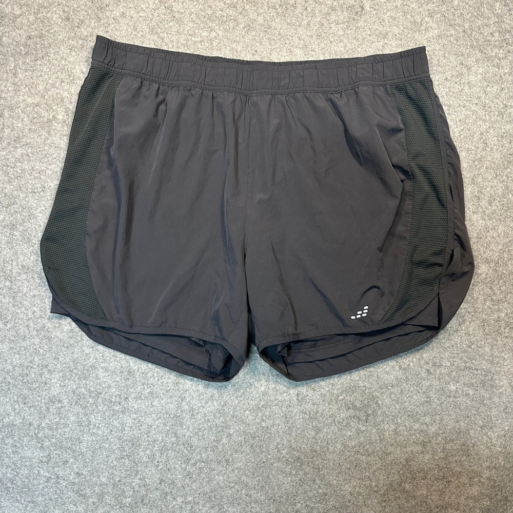 BCG Running Athletic Shorts 3X Black Solid Mesh Inset Performance